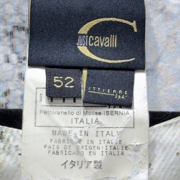 JUST CAVALLI Womens Top Multi Floral Cotton Shirt Long Sleeve Button Tab Size XL - Picture 9 of 10